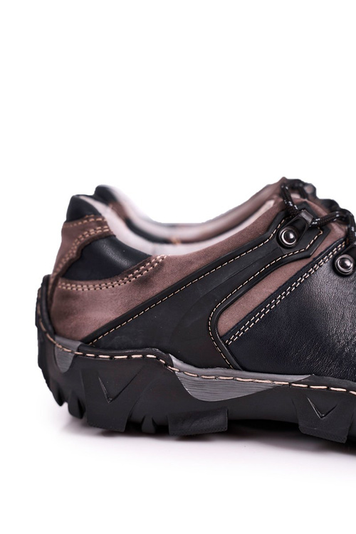 Męskie Skórzane Półbuty Trekkingowe BEDNAREK Granatowe