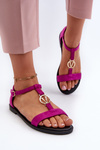 Płaskie Sandały Damskie Ze Złotą Ozdobą Vinceza 17321 Fuksja