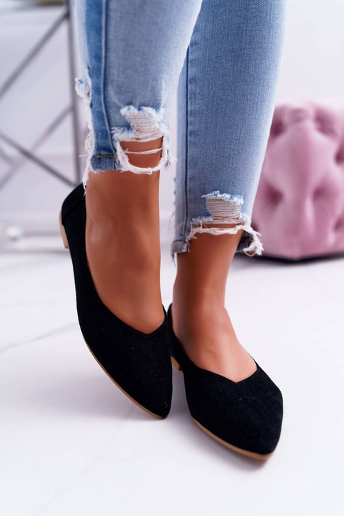 Baleriny Damskie Lu Boo Ażurowe Czarne Dessert