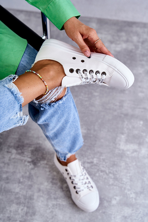 Damskie Skórzane Trampki Big Star KK274105 Białe