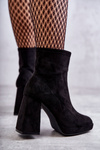 Damskie Zamszowe Botki Na Obcasie Czarne Ramira