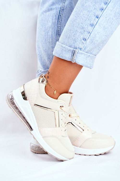 Damskie Sneakersy Sportowe Beżowe Sparks