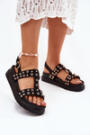 Zdobione Sandały Damskie Na Platformie Czarne Mailisa