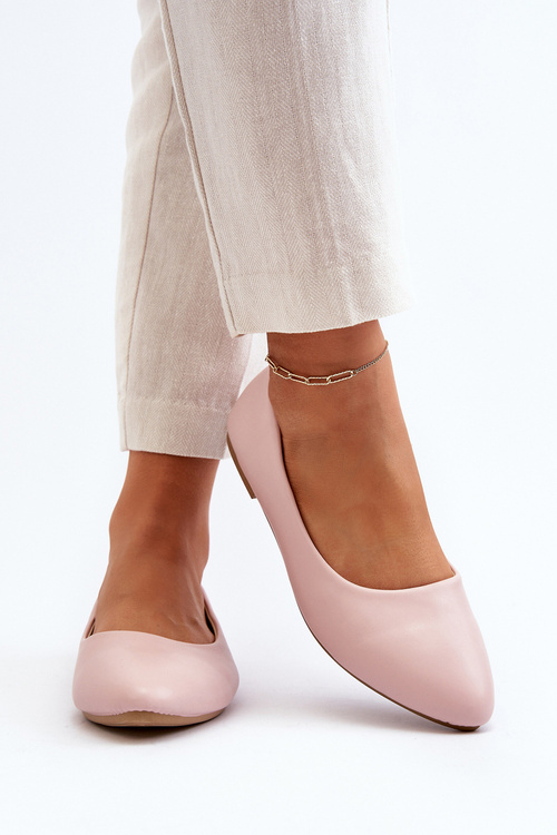 Eko Skórzane Baleriny Damskie Różowe Tindomiel