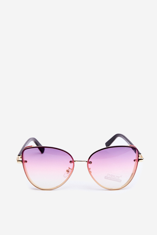 Damskie Okulary Przeciwsłoneczne Z Brokatowymi Wstawkami UV400 Różowo-Złote