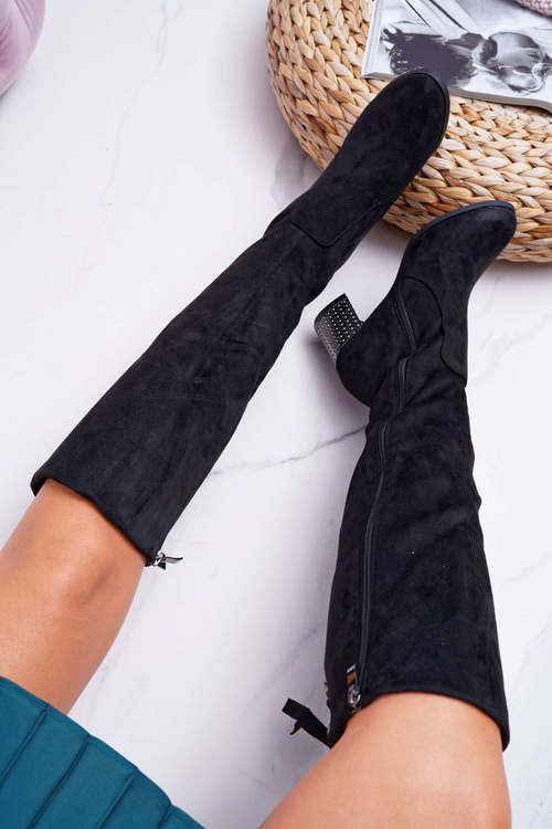 Kozaki Damskie Na Słupku Zamszowe Ocieplane Yonas