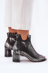 Skórzane Ażurowe Botki Maciejka 05420-01 Czarne