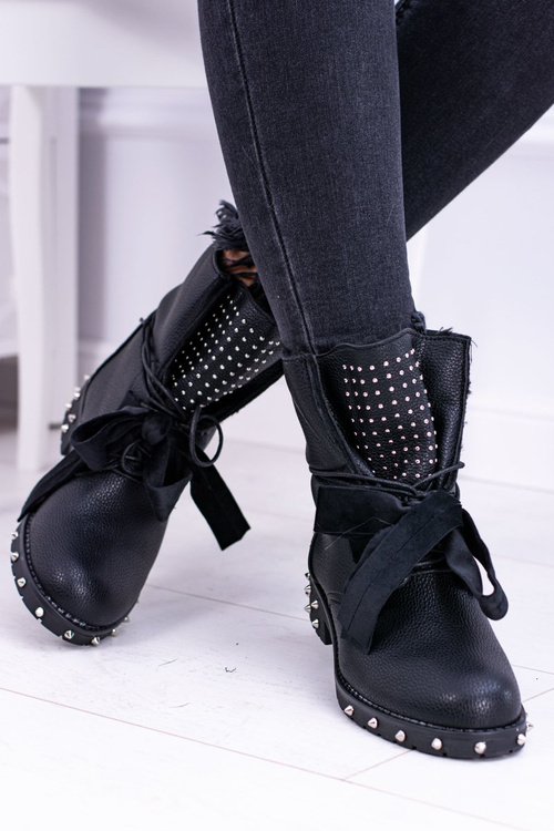 Damskie Botki Ocieplane Z Kolcami i Dżetami Neso