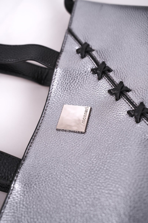 Duża Damska Torba Shopper MONNARI BAG0840-022 Srebrna