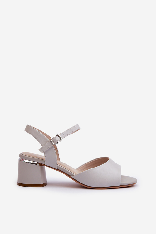 Sandały Damskie Na Niskim Obcasie Eko Skórzane Sergio Leone SK876 Szare