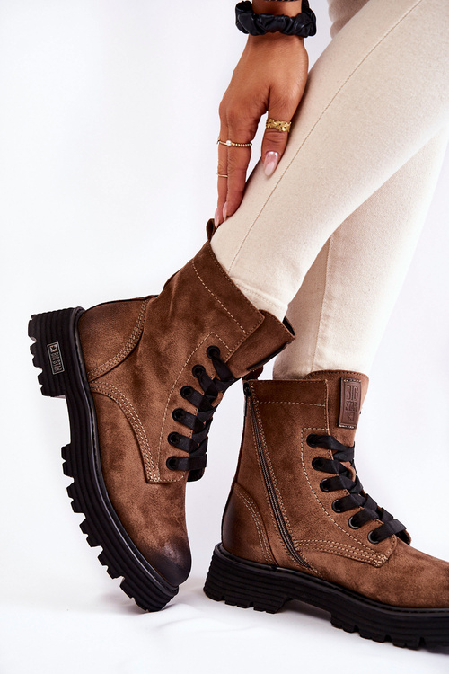 Damskie Zamszowe Botki Big Star KK274504 Brązowe