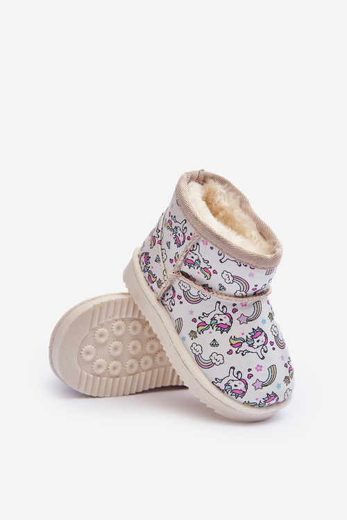 Botki Śniegowce Dziecięce Wzorzyste Beżowe Elenet