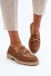 Mokasyny Damskie Ażurowe Z Ozdobą Camel Talesse
