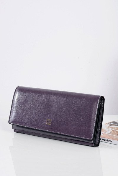 Duży Damski Fioletowy Modny Portfel