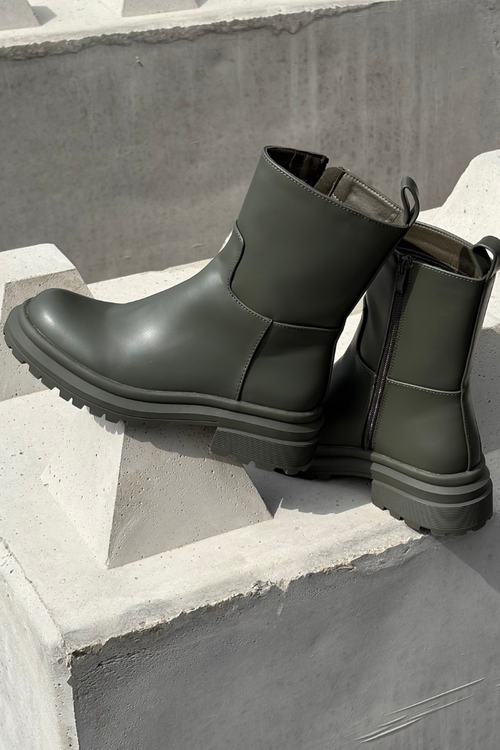 Botki Damskie Na Platformie I Płaskim Obcasie Zielone Levira