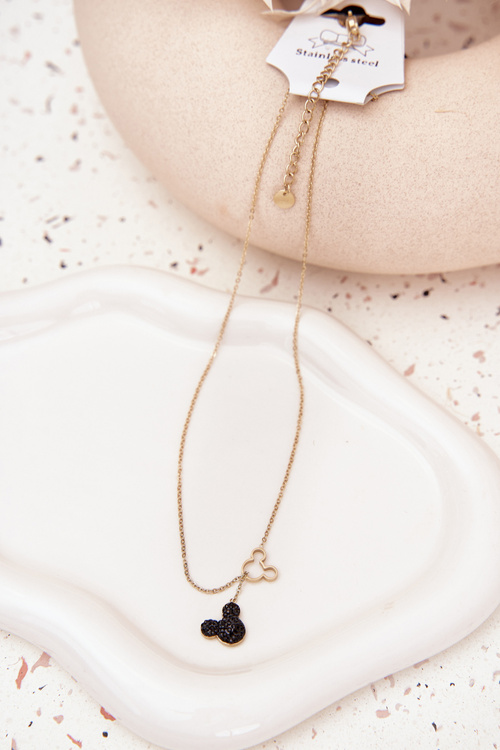 Łańcuszek Ze Stali Nierdzewnej Myszka Miki Złoty