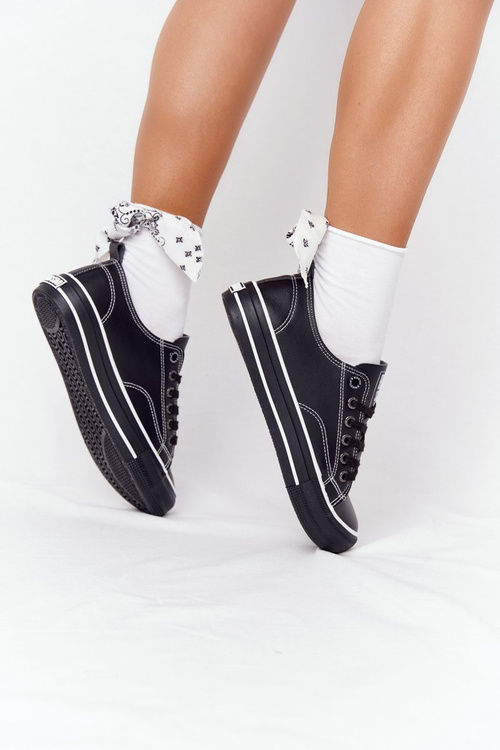 Damskie Skórzane Trampki BIG STAR HH274145 Czarne