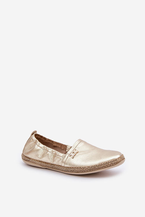 Eleganckie Skórzane Espadryle Damskie Zazoo 10177 Złote