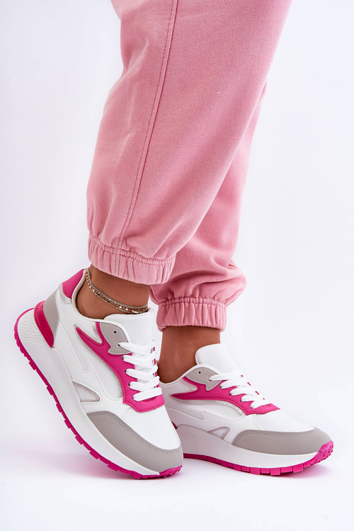 Damskie Buty Sportowe Na Platformie Biało-Różowe Henley