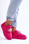 Modne Wsuwane Buty Sportowe Półbuty Z Ozdobą Fuksja Desire