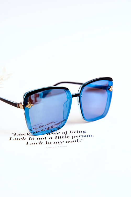 Damskie Okulary Przeciwsłoneczne Z Ozdobą SX0007 Czarno-Niebieskie