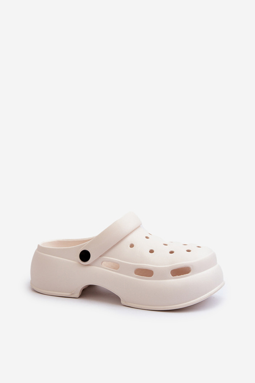 Piankowe Klapki Damskie Na Masywnej Podeszwie Białe Danollia