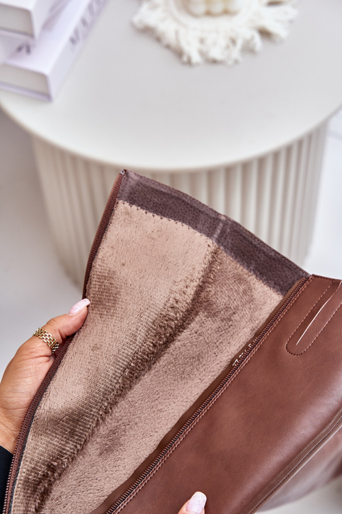 Skórzane Kozaki Na Słupku Przed Kolano Ocieplane Sergio Leone KZ231-S Brązowe