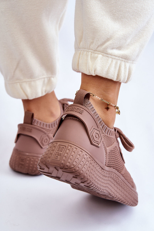 Damskie Wygodne Sneakersy Memory Foam System Big Star LL274416 Jasnobrązowe