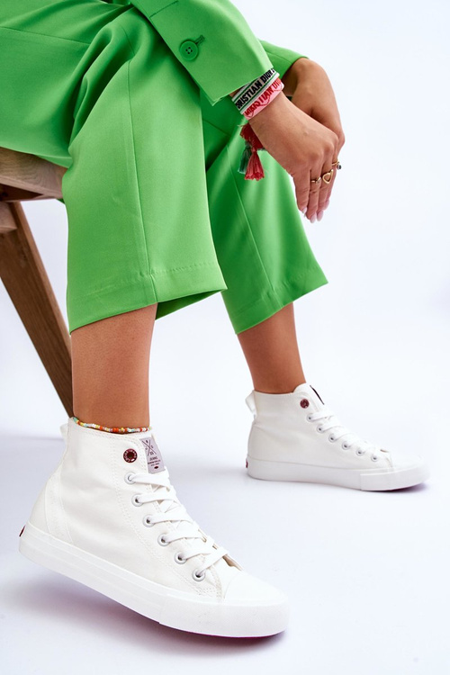 Damskie Klasyczne Wysokie Trampki Cross Jeans LL2R4086C Białe