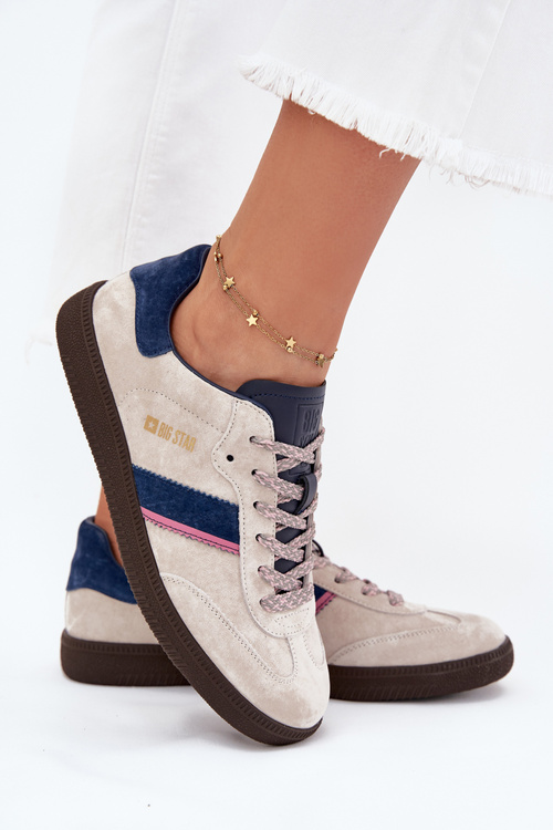 Zamszowe Niskie Sneakersy Damskie Big Star SS274679 HI-POLY SYSTEM Szare