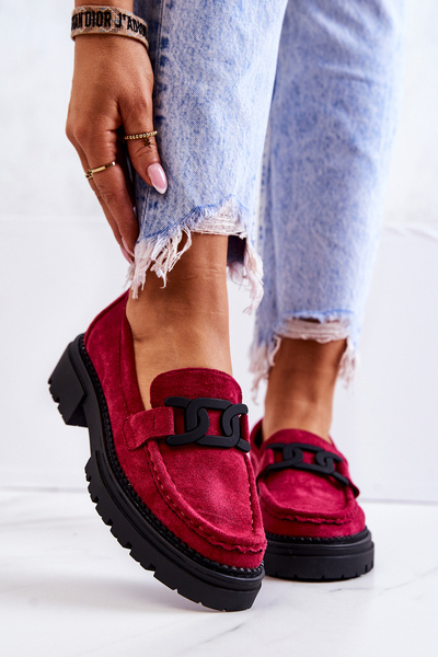 Zamszowe Półbuty Loafery Z Ozdobą La.Fi 210031FU-SU Fuksja