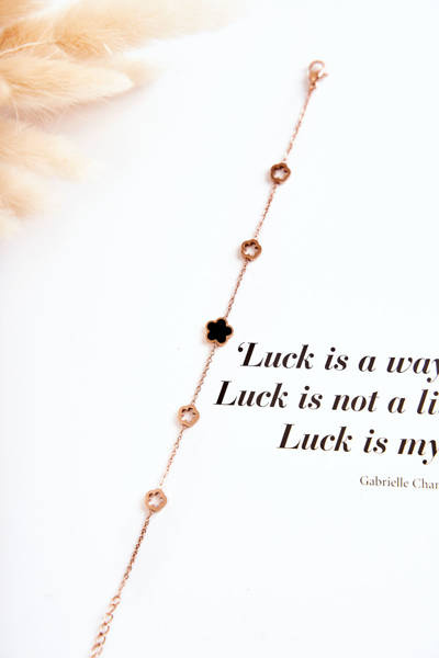 Damska Bransoleta Celebrytka Różowe Złoto Koniczynka