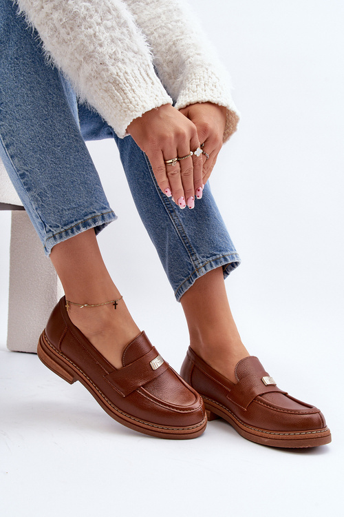 Zazoo 20165 Skórzane Mokasyny Damskie Brązowe