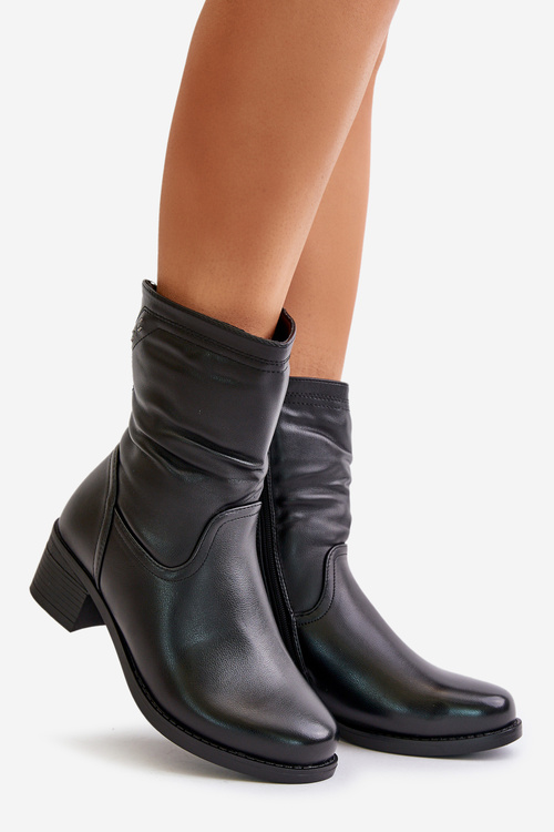 Botki Na Niskim Obcasie Ocieplane Futerkiem Vinceza 85155 Czarne