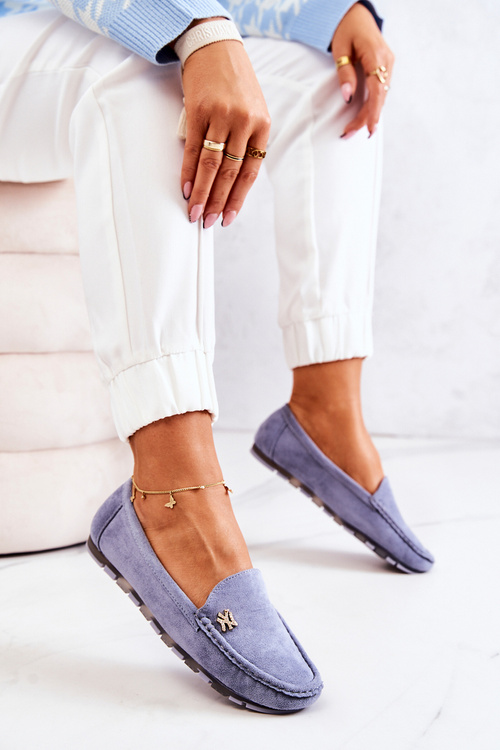 Damskie Zamszowe Mokasyny Niebieskie Madelyn