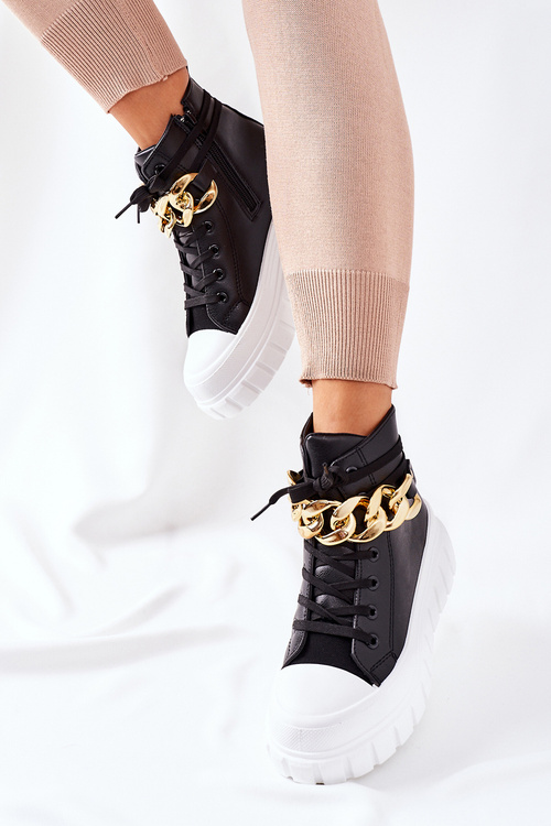 Wysokie Trampki Na Platformie Czarne La Rocca