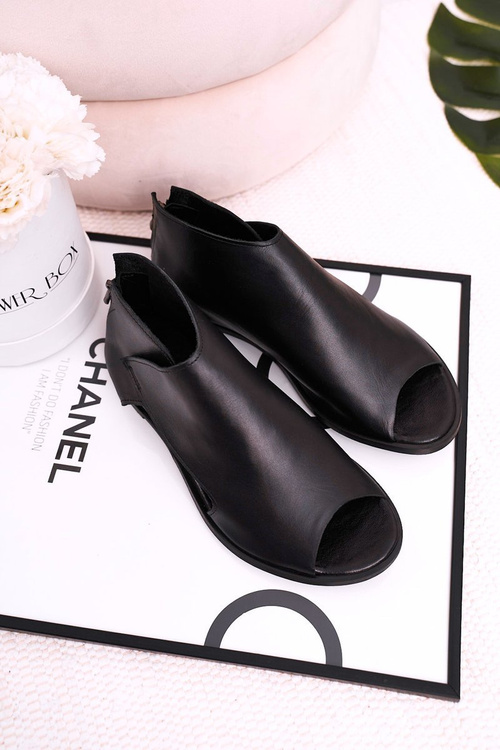 Damskie Skórzane Sandały Nicole 2622 Czarne