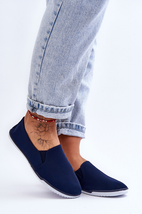 Damskie Tenisówki Slip-On Granatowe Versali