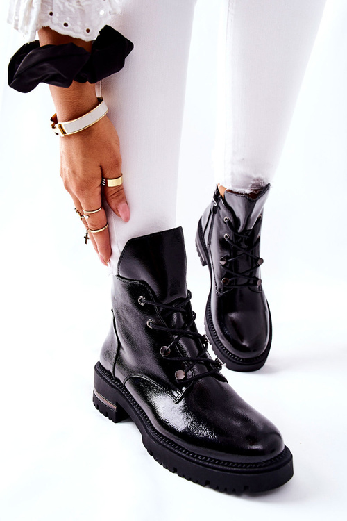 Botki Lakierowane Ocieplane Sergio Leone Czarne TR744