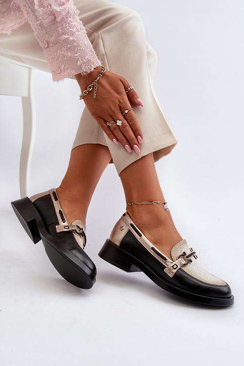 Skórzane Mokasyny Półbuty Damskie Maciejka 06493-01 Czarne