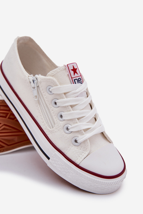 Dziecięce Niskie Trampki Sznurowane Białe Margo