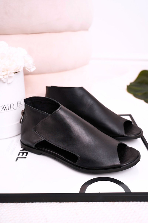 Damskie Skórzane Sandały Nicole 2622 Czarne