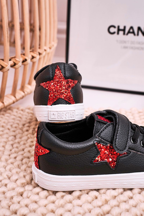 Dziecięce Skórzane Trampki Z Gwiazdą BIG STAR DD374105 Czarne
