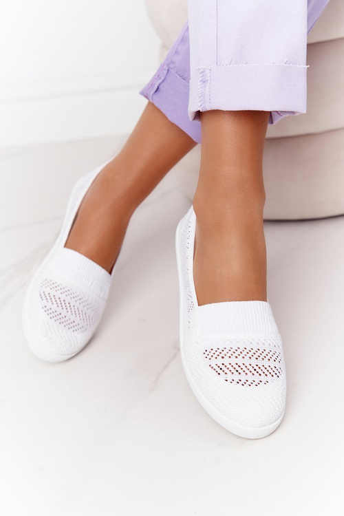 Ażurowe Wsuwane Tenisówki Slip-On Białe Chillout