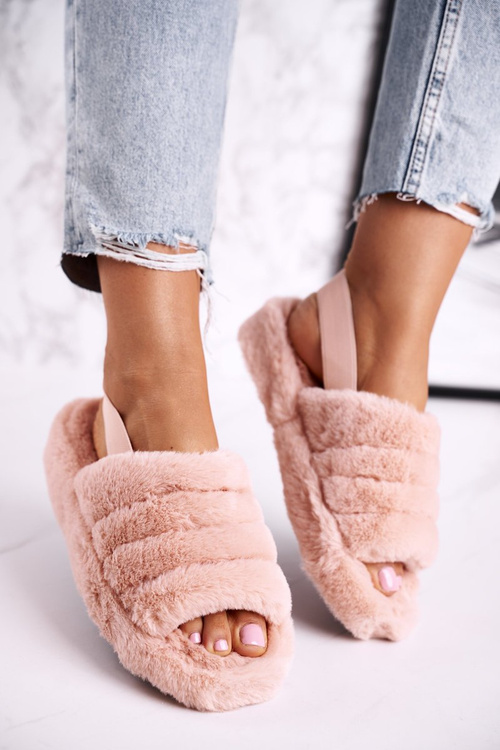 Papcie Damskie na Platformie Futrzane Pomarańczowe Snowflake