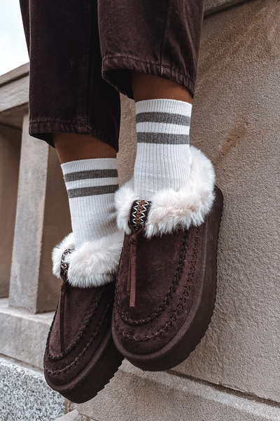 Śniegowce Damskie Z Futerkiem Na Platformie Czekoladowe Rosmira