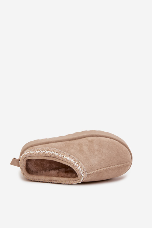 Śniegowce Dziecięce Młodzieżowe Z Haftem Na Platformie Beżowe Jolisse