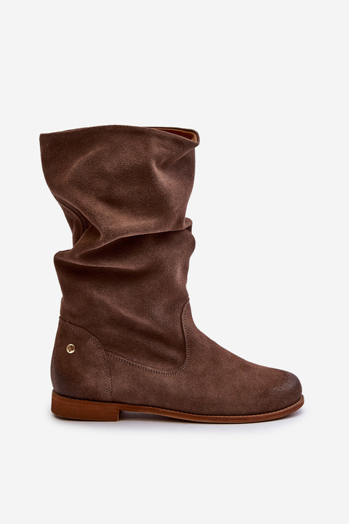 Damskie Zamszowe Kozaki Maciejka 05057-14 Brązowe