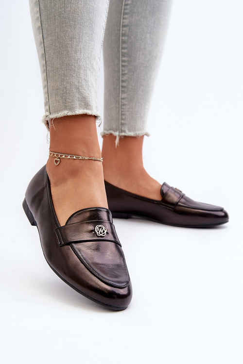 Mokasyny Damskie Na Płaskim Obcasie Czarne Sylvaine