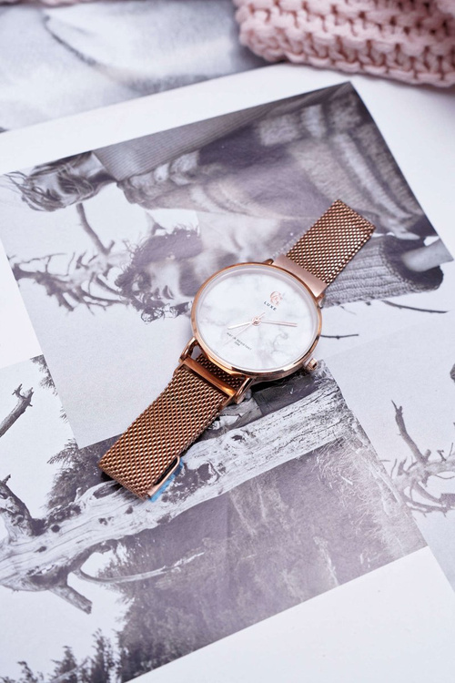 Damski Zegarek GG Luxe Różowe Złoto Biała Tarcza Bemas